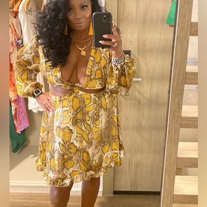 Snakeskin print cut out dress